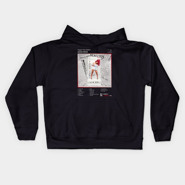 Megan Thee Stallion - Good News Tracklist Album Kids Hoodie by 80sRetro